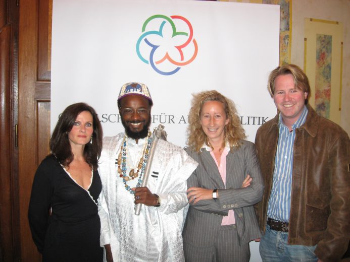 Donna Barron (Lecturer); Prince Dah Bopke of Benin, Dr. Susan Walsh and Marcus Zamek (Alum)