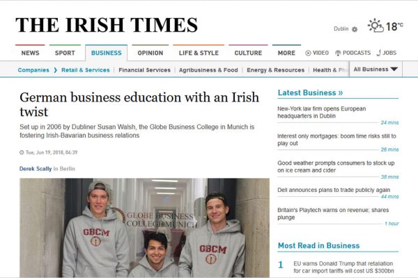 The Irish Times: 19th June 2018 - German business education with an Irish twist