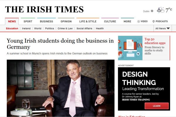 The Irish Times: 27th April 2015 - Young Irish students doing the business in Germany